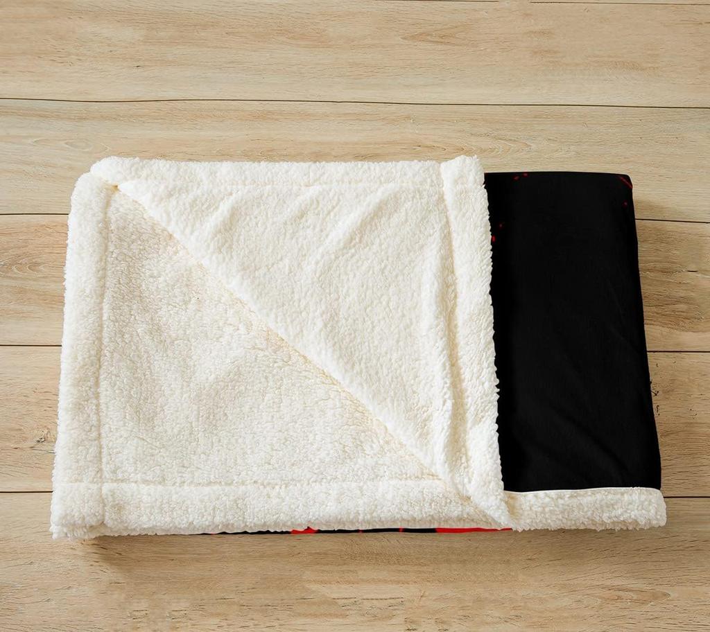 Red Rose Blanket Soft Fleece Throw Black Background Romantic Design Home Decor Gift for Her