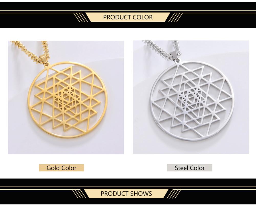 Dawapara Sri Yantra Yoga Halskette Shri Chakra Mandala Hindu Meditation Symbol Amulett Heilige Geometrie Edelstahl Schmuck