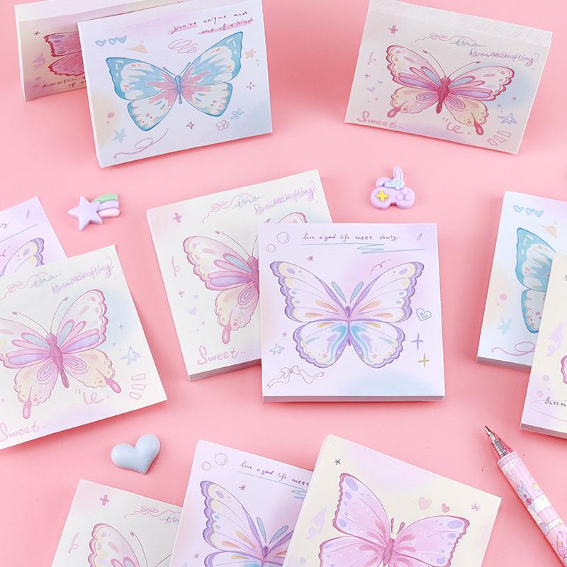 80sheet/pack Gradual Change Butterfly Sticky Note Book Korean Simple Note Book Sticker Base Material Office Accessories