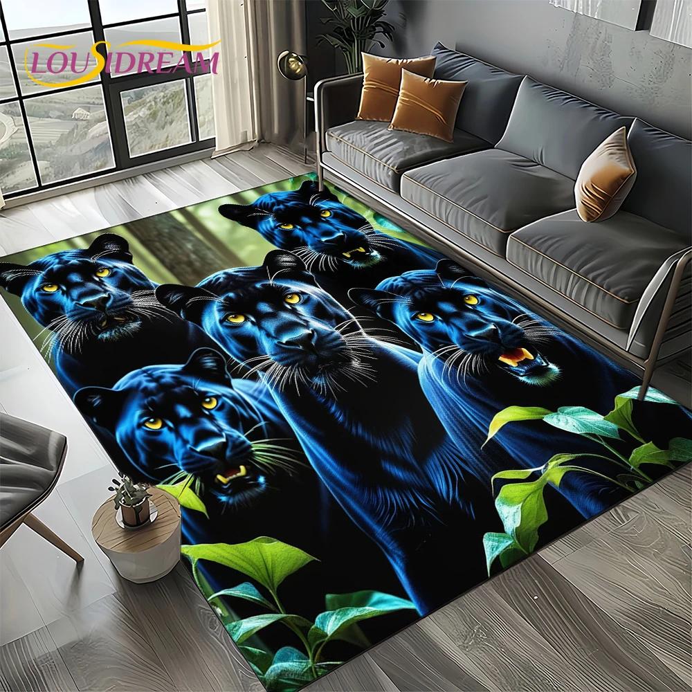 Fierce Tiger Lion Leopard Beast Animal Wildlife Cartoon Carpet Rug for Living Room Bedroom Sofa Decoration,Non-slip Floor Mat