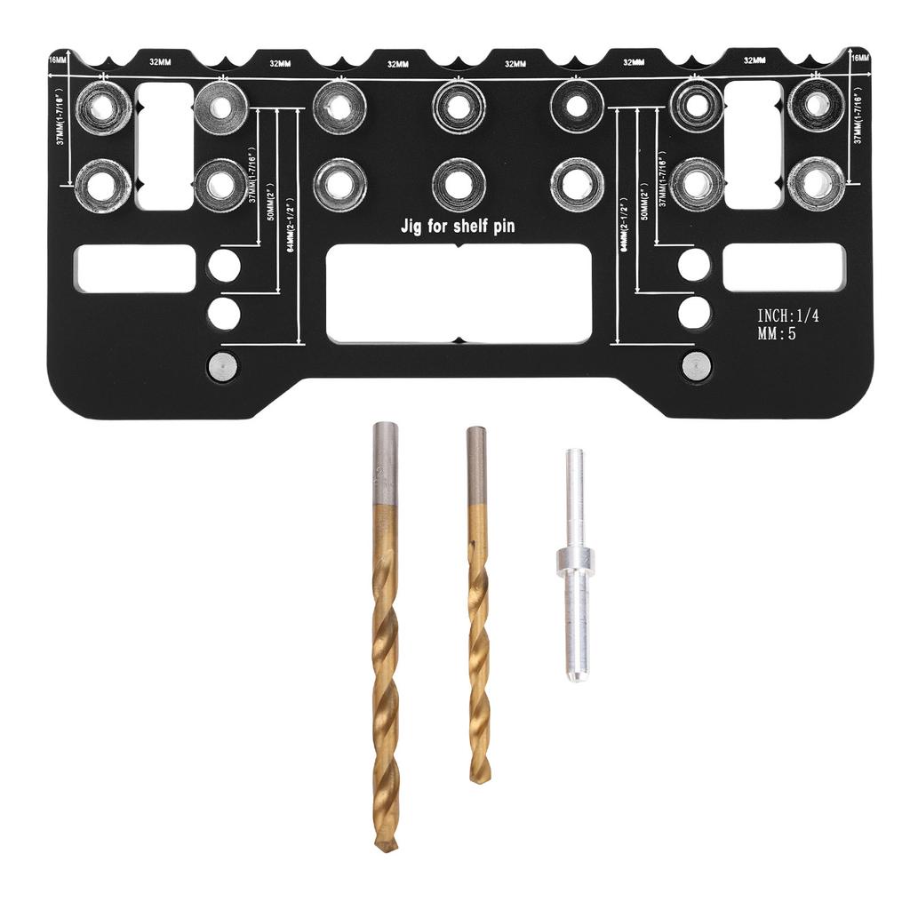 Shelf Pin Drilling Jig Multifunctional Aluminium Alloy Cabinet Hardware Jig Tool for Woodworking