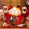Japanische Keramik Glückskatze, Spardose, Geschenk zur Geschäftseröffnung für Glück und Wohlstand, Heimdeko Desktop-Ornament.