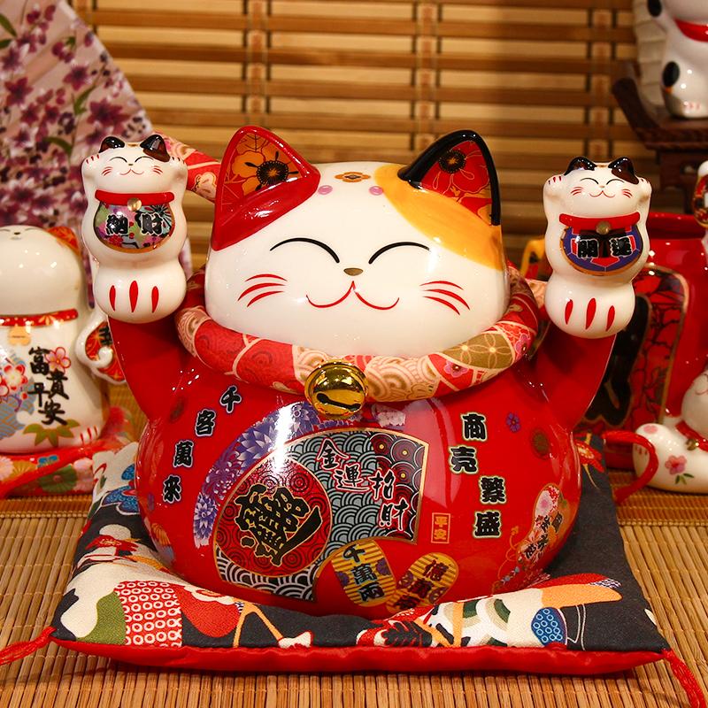 Japanische Keramik Glückskatze, Spardose, Geschenk zur Geschäftseröffnung für Glück und Wohlstand, Heimdeko Desktop-Ornament.