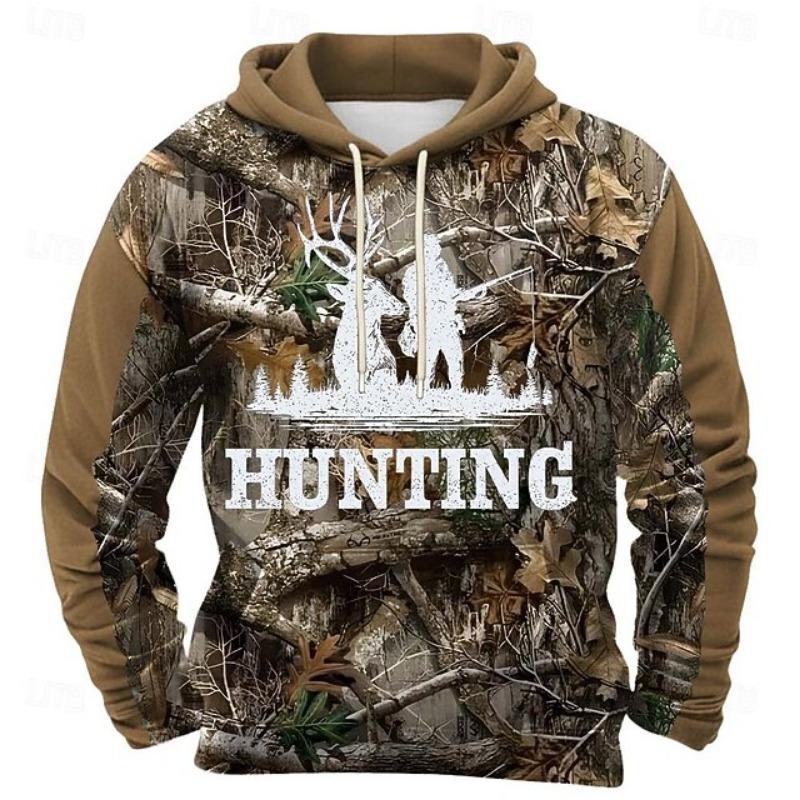 Vintage Hunting Lovers Graphic Hoodie Forest Deer 3D Printed Hunter Tracksuits Men's Sportswear Outdoor Sweatshirts Men's Jacket