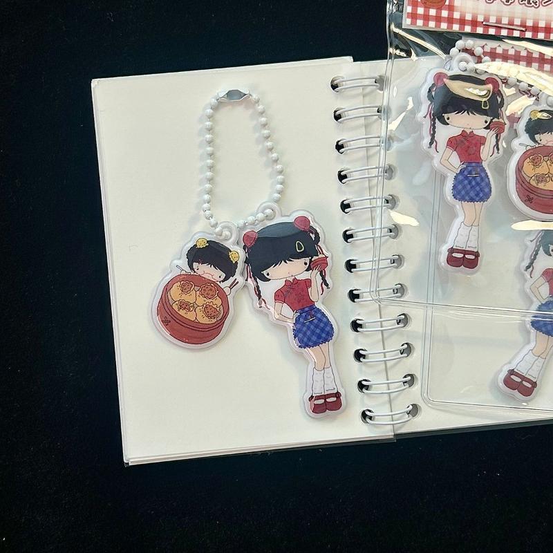 Cute Mini Puff Foam Keychain Cartoon Girl Phone Keyring Pendant Key Hanging Decoration Bag Charms For Couple Gifts