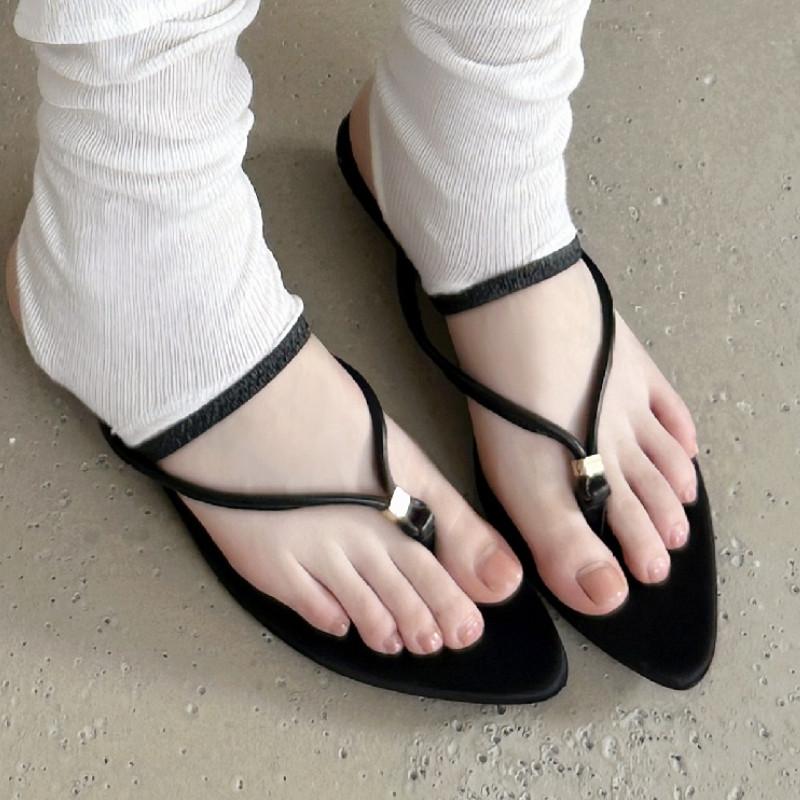 Fashion Pointed Toe Open Toe Comfortable Women Flip Flops Narrow Strap Clamp The Foot Roman Sandals Summer Fashion Vacation Beach Shoes