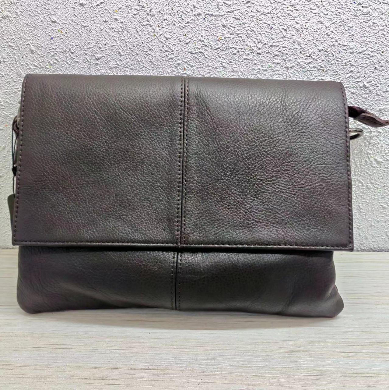 Men S Genuine Leather Satchel Casual Bag First Layer Cowhide Men S Hand Grab Bag Shoulder Multi-Grid Layer Messenger Bag