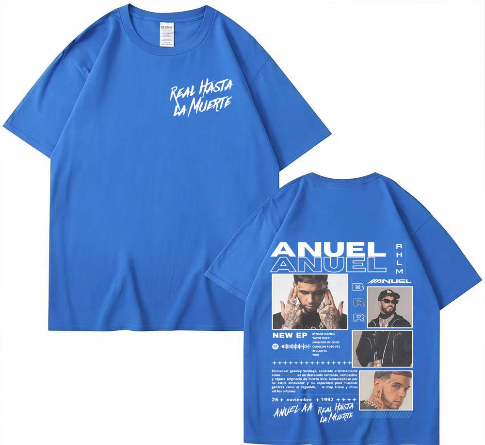 Rapper Anuel AA Real Hasta La Muerte Tour 2025 Cover T Shirt Unisex Hip Hop Tshirt Tops Short Sleeve Oversized T Shirts Streetwear