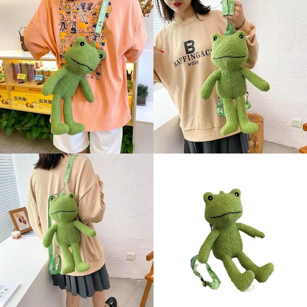 Cute Plush Frog Crossbody Bag For Women Soft And Adorable Cartoon Style Design