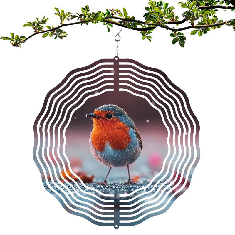 

Robin Bird Wind Chime. Metal decor for indoor/outdoor use on holidays. No power needed.