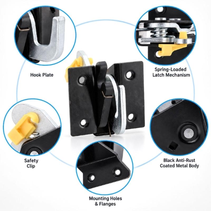 1213456789 Hook and Spring Vehicle Lock Mechanism for S10 Pickup Models, Part Number 15768951 with Four Hole Replacement Installation Format