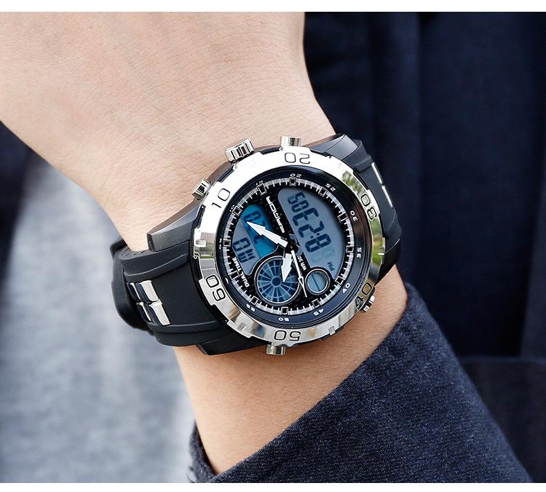 Sanda Multifunctional Waterproof Sports Watch for Students and Men - Black Technology Style