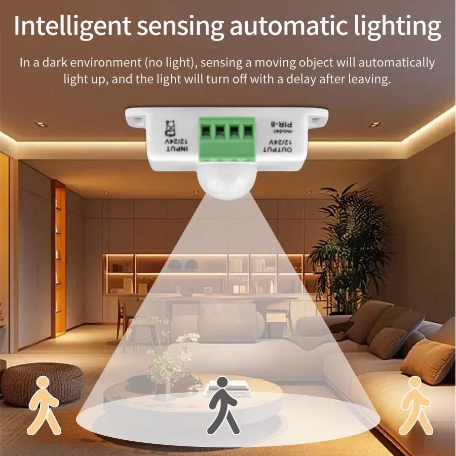 DC 12V-24V PIR Motion Sensor Automatic Module Delay Time 1-10min Infrared Induction Detect for LED Light Movement Sensor Switch