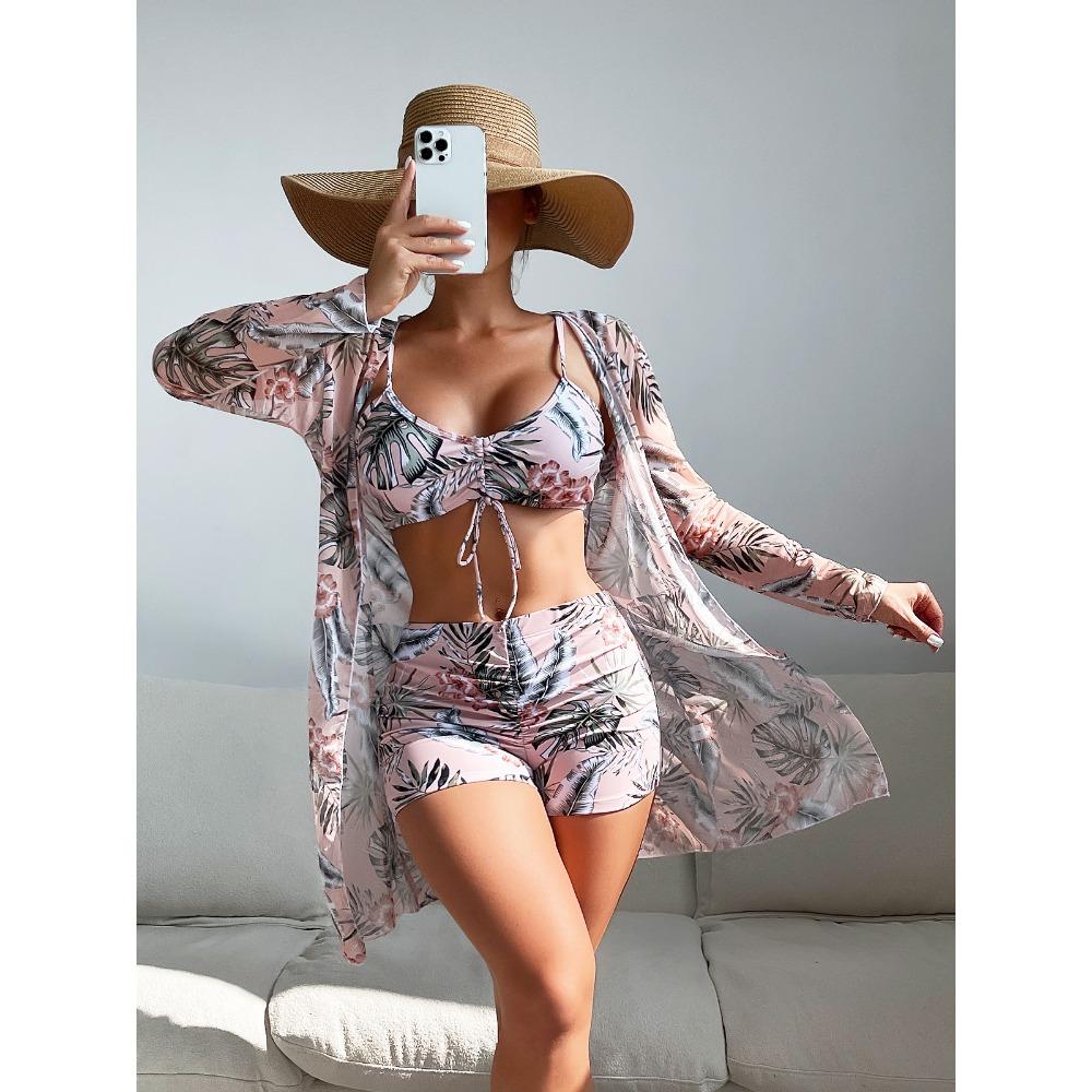 Europäische und amerikanische Mesh-Bluse Modische und sexy Hose Dreiteiliger Damen-Badeanzug