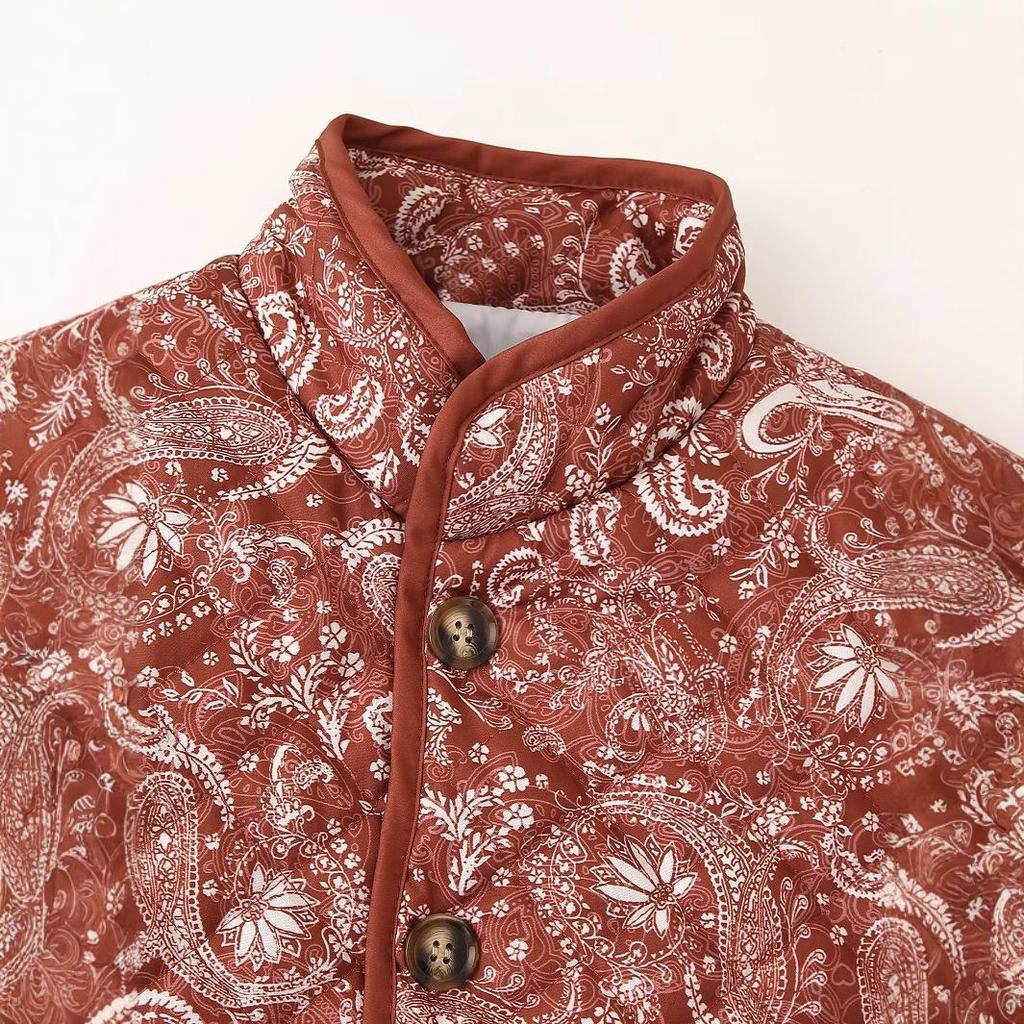 2024 Autumn Women's European & American Fashion Print Cotton Jacket