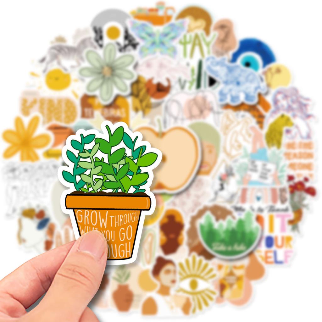 50 Naklejek w Stylu BOHO, Ręcznie Malowane Naklejki z Dekadenckimi Ludźmi Kultury