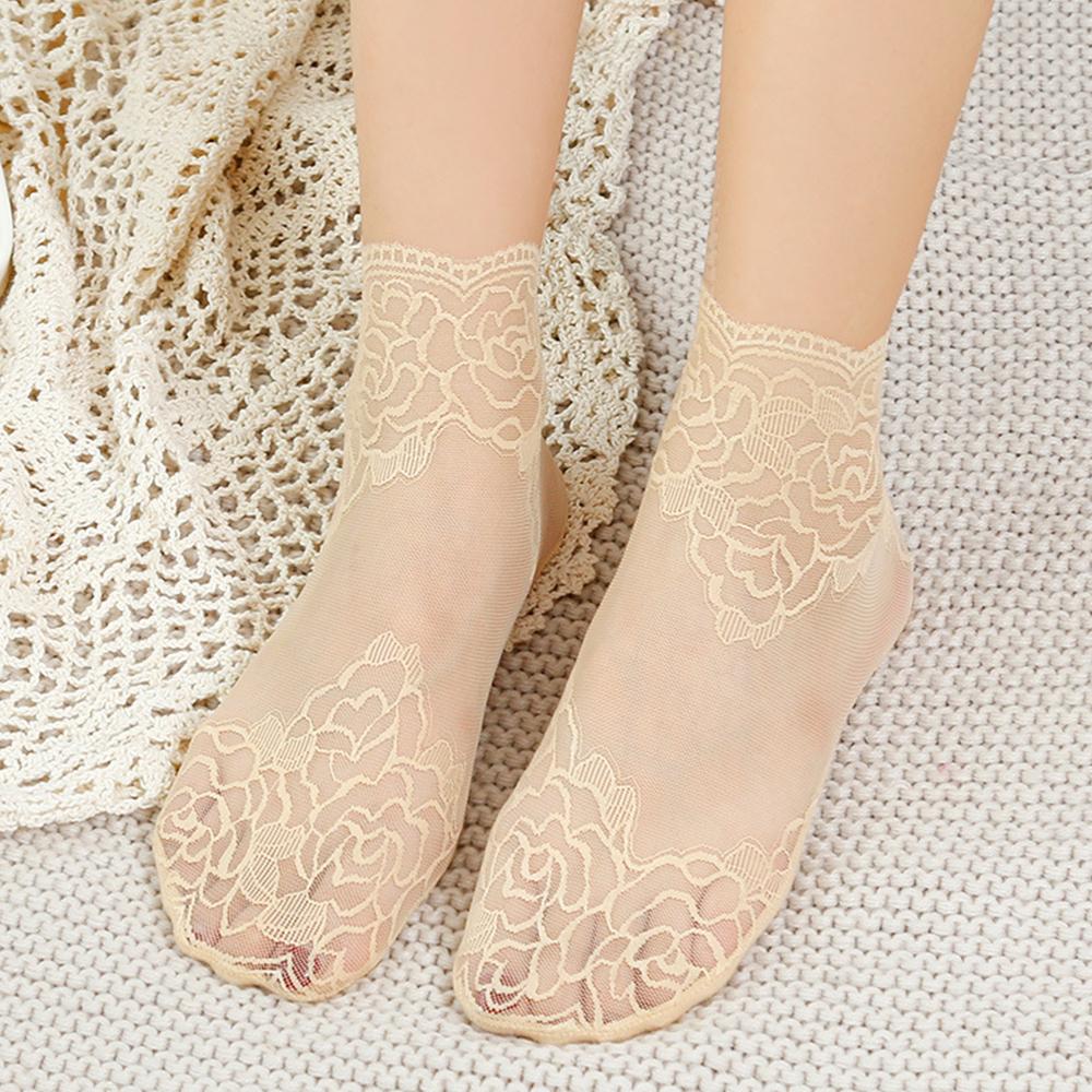 Sommer Damen Spitze Socken Blume Aushöhlen Strümpfe Atmungsaktiv Kühl Mesh Socken Für Weiblich Dünne Transparente Fußsocken Knöchelsocken