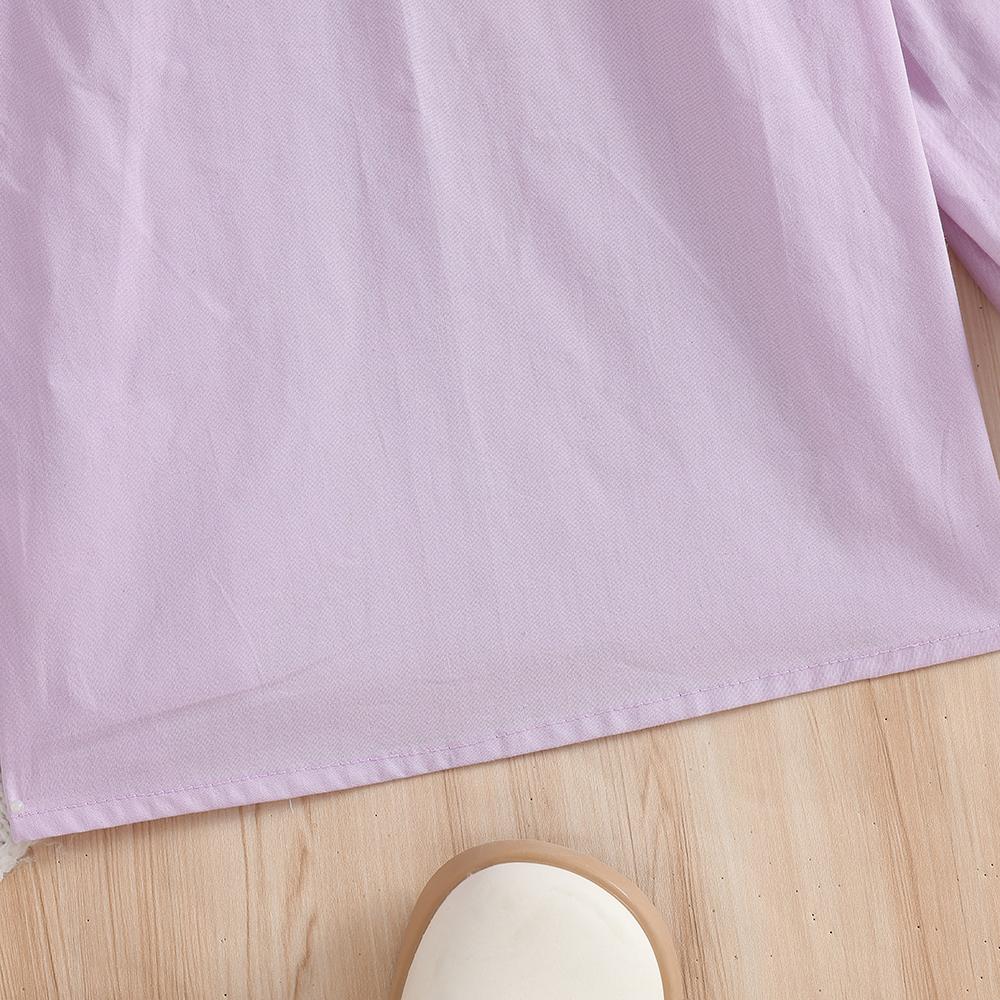 Bluză mov cu mâneci lungi pentru fetițe, cu broderie iepuraș, guler Peter Pan, primăvară-toamnă, îmbrăcăminte copii 2-6 ani