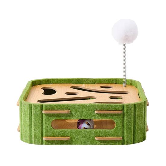 Cat Scratch Enrichment Box Interactive Cat Nail File Puzzle Toy with Jingling Bell Balls Cat Scratcher