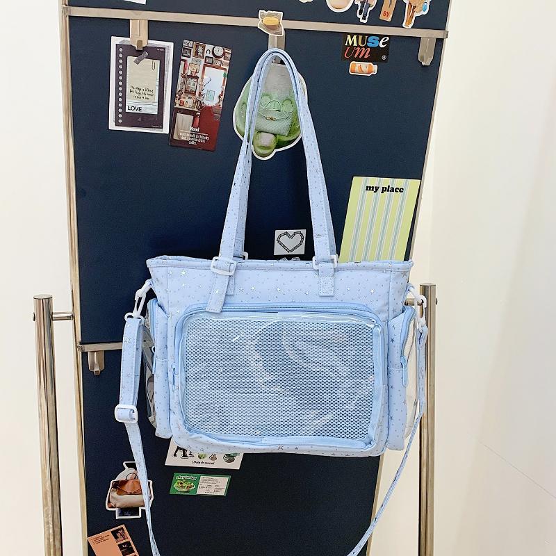 Japanischer Stil Ballett Spitze Durchsichtige Schultertasche Weich Große Kapazität Umhängetaschen Modisch und Vielseitig Tasche für den täglichen Gebrauch