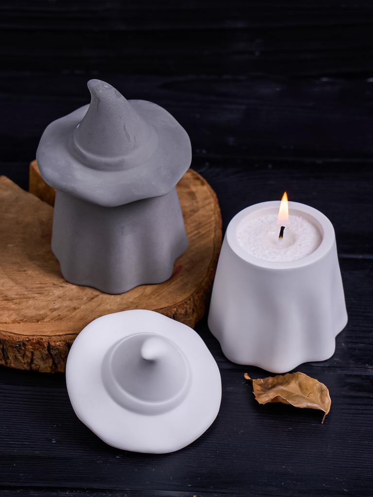 DIY Ghost Candle Jar Silicone Mold Halloween Creative Storage Jar Concrete Mould Handmade Gypsum Crafts Casting Molds Home Decor