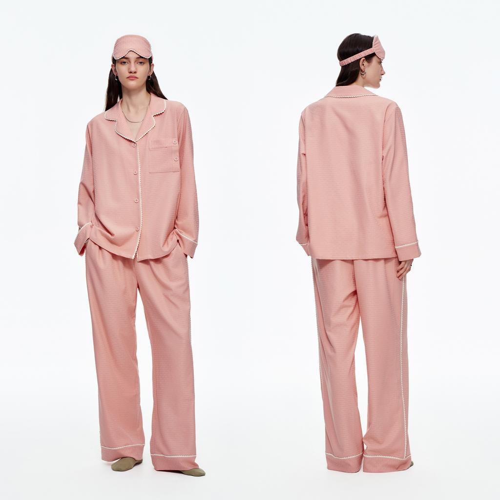 Customized pajamas women's spring and autumn high-end grinding loose casual long-sleeved suit trousers loungewear