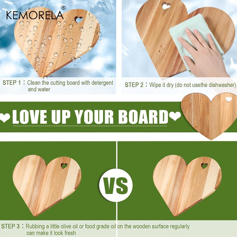  Heart-Shaped Acacia Wood Cutting Board 1/2PCS Food-Safe Bread Cheese Platter with Heart Cutouts Multi-Holiday