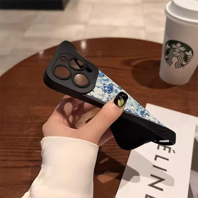 Elegant Blue Floral Phone Case For Samsung Galaxy S25 S24 S23 S22 S21 Plus Ultra A56 A55 A54 A53 A36 A35 A34 A33 A26 A16 Cover