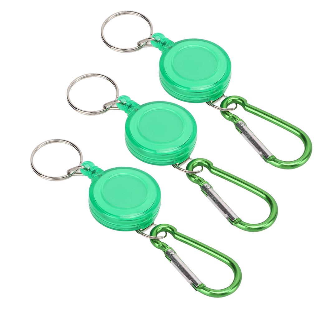 3 Stück Nylonseil Teleskopisches Einbrecherwerkzeug Mini Anti-Verlust Einziehbarer Zugschlüsselanhänger SchnalleGrün