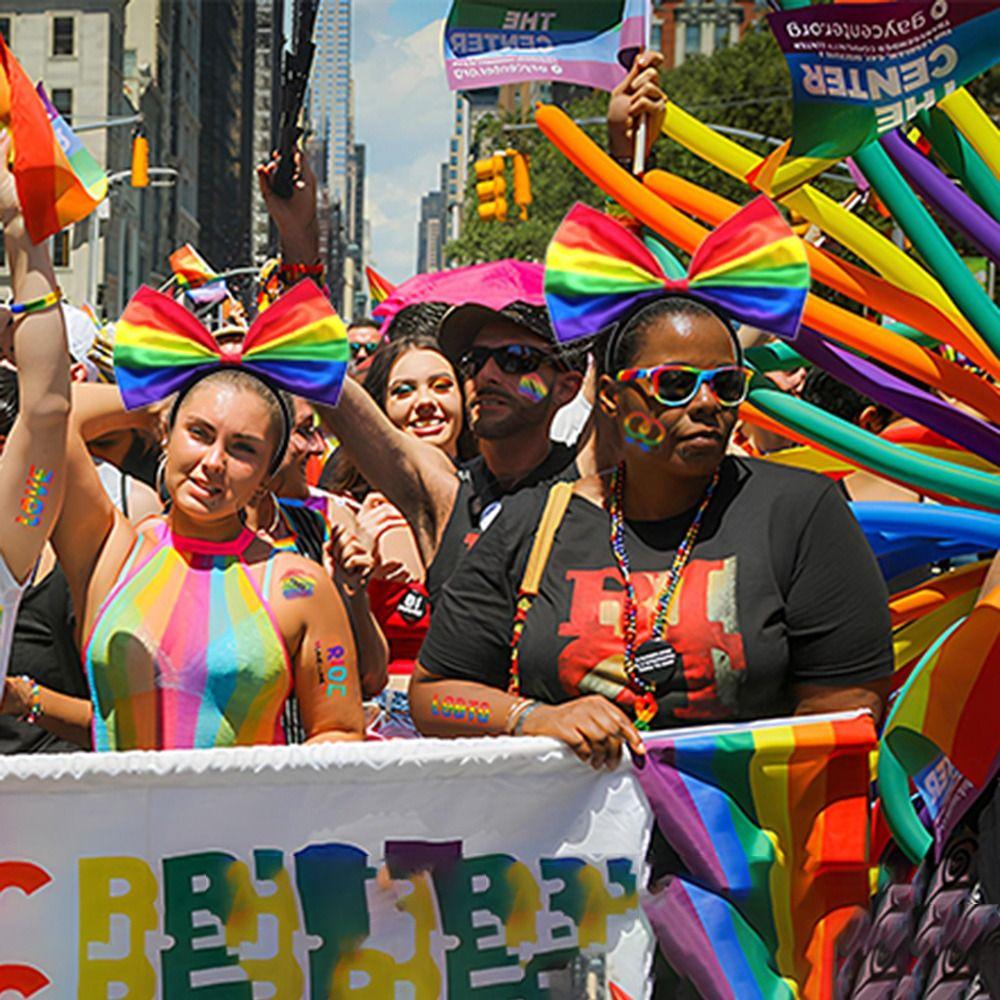 Beautiful Rainbow Bowknot Hair Hoop Fabric Art Party Head Hoop Rainbow Bow Headband  Birthday