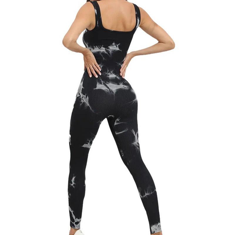 New Seamless Tie Dye Jumpsuit Yoga Suit Sleeveless Camisole Pants Sports Jumpsuit Yoga Jumpsuit Women