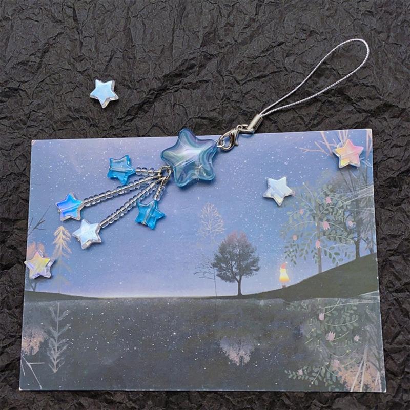 Star Bead Tassels Pendant Phone Charm Hanging Rope Cute Phone Chain Strap Bag Decoration Lanyard Keychain Accessories