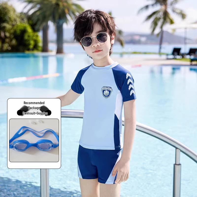Fato de Banho Dividido para Meninos 2025: Roupa de Banho de Secagem Rápida e Proteção Solar para Crianças