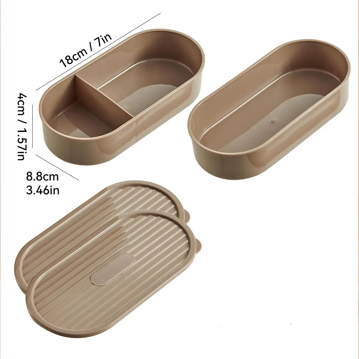 

Портативный ланч-бокс для студентов, офисных работников, контейнер для бенто, салатов, фруктов, с отделением для хранения свежей еды 2pc коричневый