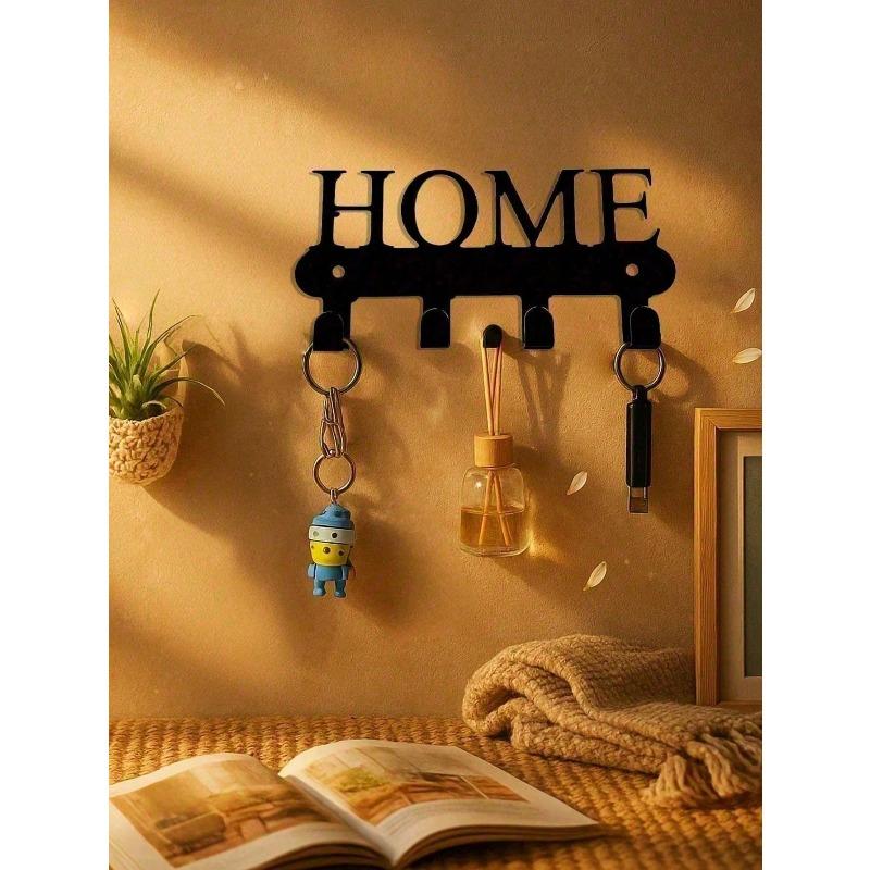 Wall Mount Key Holder with 5 Hooks Rust Resistant Metal Entryway Organizer for Keys Coats Hats Home Decor Gift