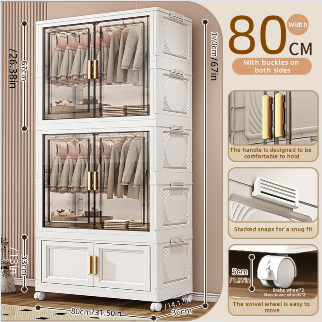 Foldable plastic storage box simple wardrobe for home bedroom closet toy storage cabinet no installation required