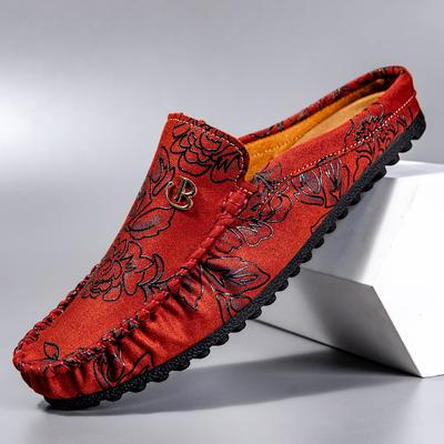 Mules Plates Sandales Dos Nu Chaussures Décontractées Semi-Traînantes Pour Hommes Mocassins Pantoufles à Bout Fermé Taille Large Motif Rose