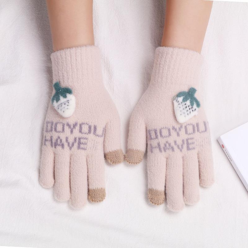 New knitted cartoon gloves plush cold-proof gloves women's winter warm plush thickened student accessories gloves