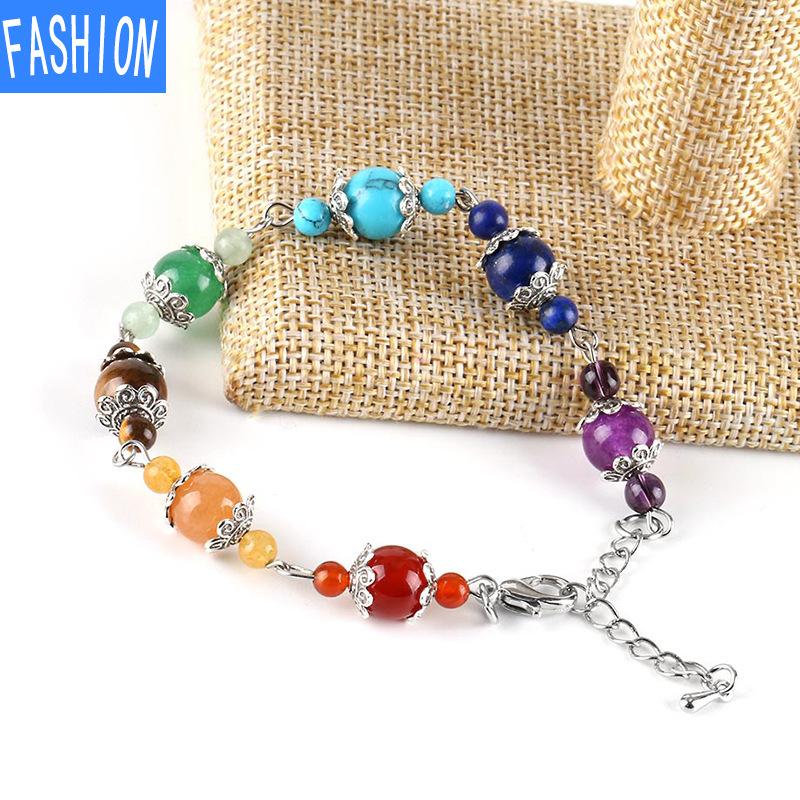 Chakra pulseira ajuste extensão corrente prata lotus charme yoga meditação