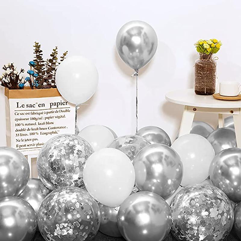 Silver White  Balloon Garland Arch Kit Metallic Confetti Globos Wedding Baby Shower Birthday Party Decorations Supplies