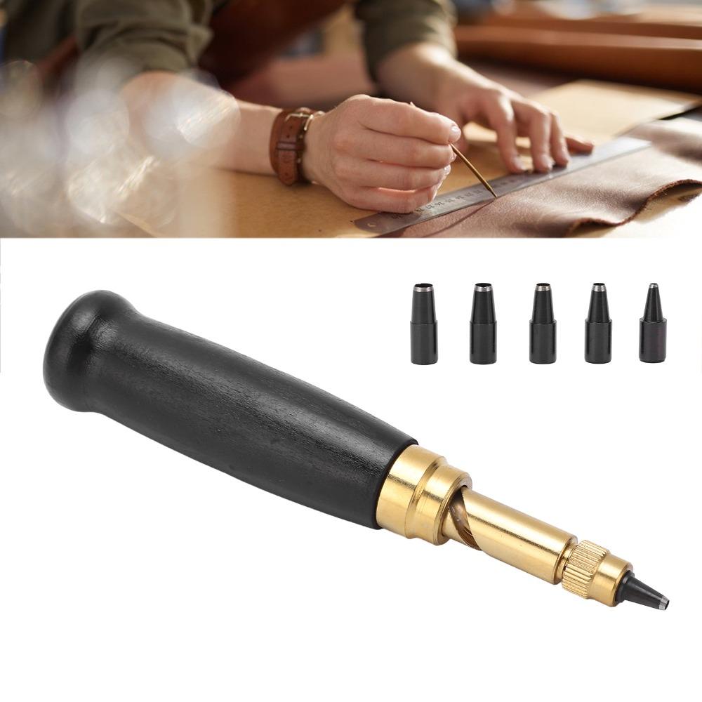7pcs 1.5/2/2.5/3/3.5/4mm Tips Leather Hole Puncher Automatic Leather Punch  For Beginners