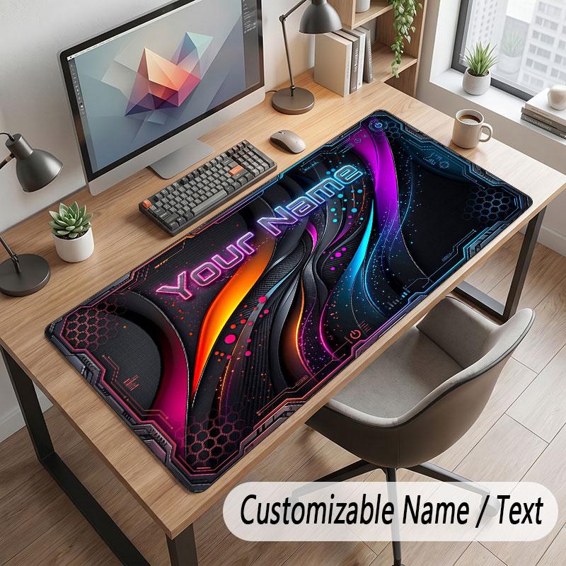 City Cyberpunk Theme Customized Mouse Pad Personalized Print Name Text Desk Mat For Home Office Table Decor