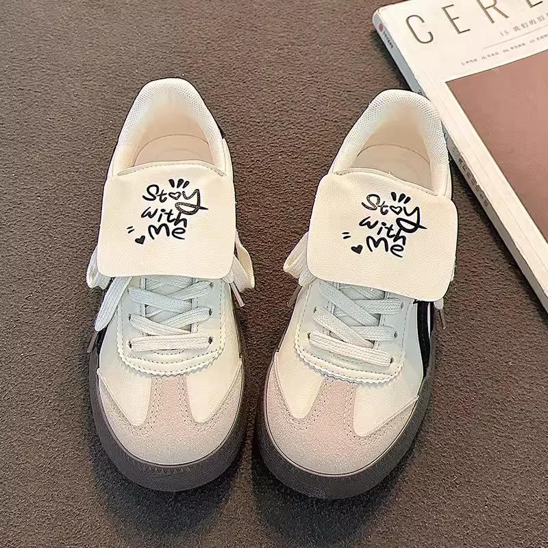 

Оригинальные нишевые не сталкивающиеся туфли-пуховки женские 2025 весна и лето спортивные и повседневные студенческие туфли для моральной подготовки кеды 40 чёрный