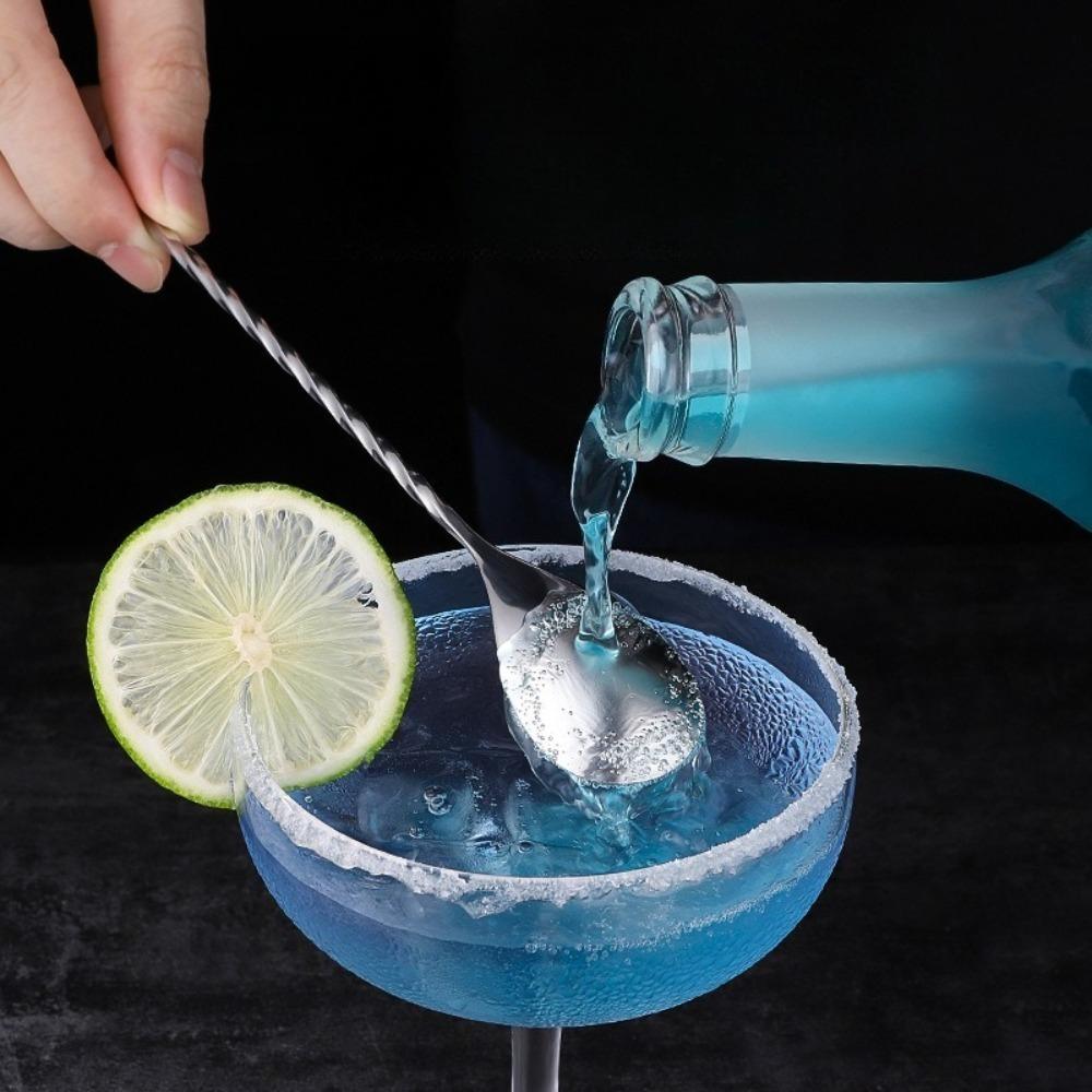 D2 30/40cm 304 Stainless Steel Stirring Bar Spoon Cocktail Spoon Spiral Pattern Bartending Tool Drip Spoon Long Handle Bar Tool