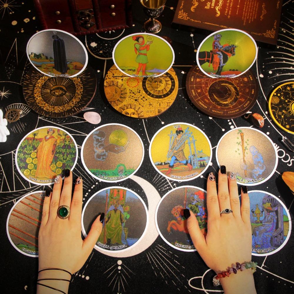 PVC Classic Learning of Plastic Circular Card Deck Tarot Games 10x10 Cm Waterproof 78 Pcs Cards