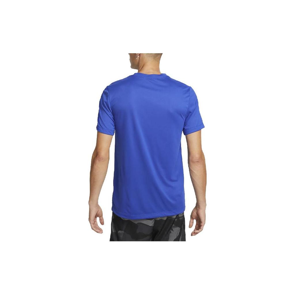 Nike Solid Logo Print Crew Neck Short Sleeve T-Shirt Men Tops Blue DX0990-480