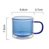 1PC Double-layer Colored Glass Cup Household Glass Beverage Juice Milk Tea Office Desk Light Color Transparent Tea Cup