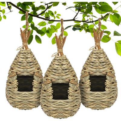 Gute Hummingbird Houses for Outside Hanging,Hand Woven Bird Nest, Large Wren Finch Bird House for Garden Window Outdoor Home Decoration
