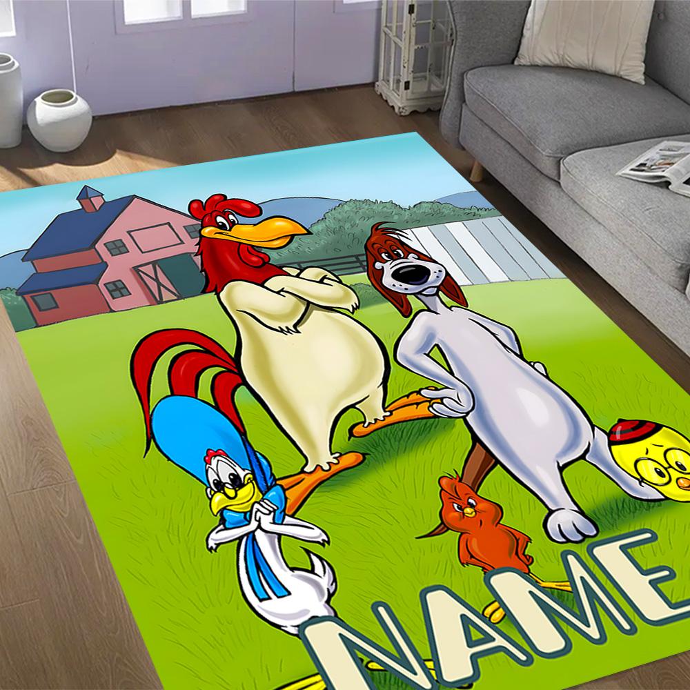 Looney Farm Animal Friends Customize Your Name Floor Rug Office Rug Suitable for Balcony Entryway Dormitory Foyer Anti-slip Rug Anime Office Decor
