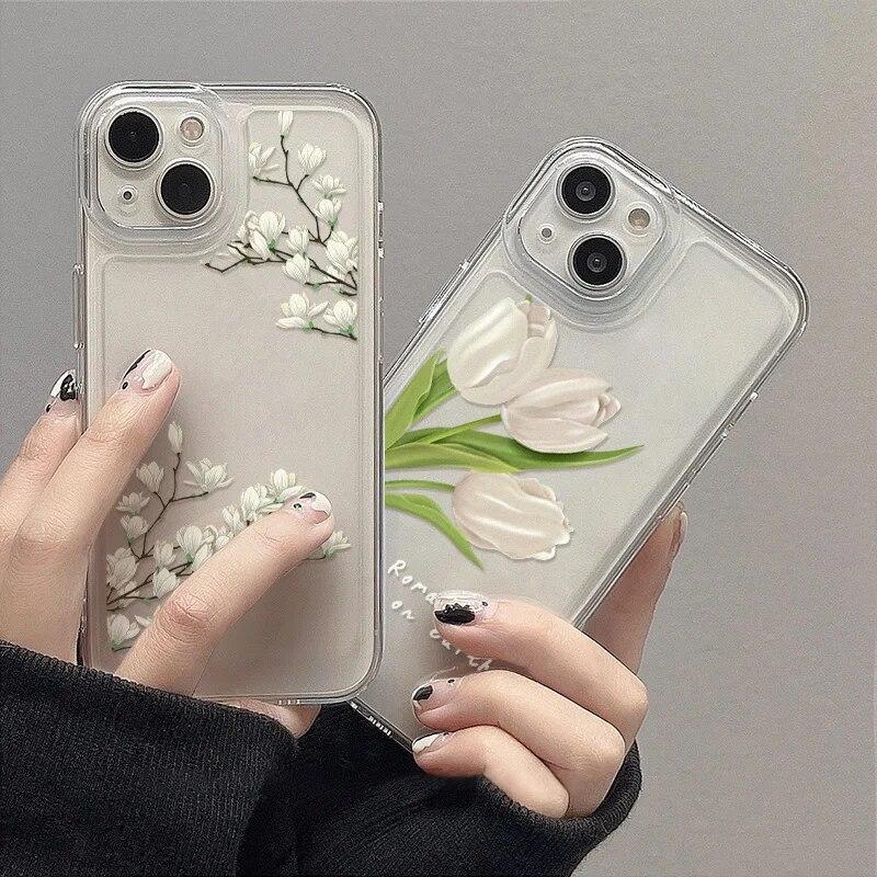 Soft Cute Flower Pouzdro na telefon pro iPhone 11 Pouzdro pro iPhone 13 15 12 14 Pro Max XS X XR 7 8 SE Shockproof Clear Aesthetic Cover